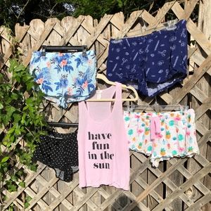 Forever 21 Pajama Party Bundle 4 Shorts 1 Tank Top